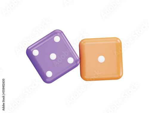 Dices with 3d vector icon cartoon minimal style illustration