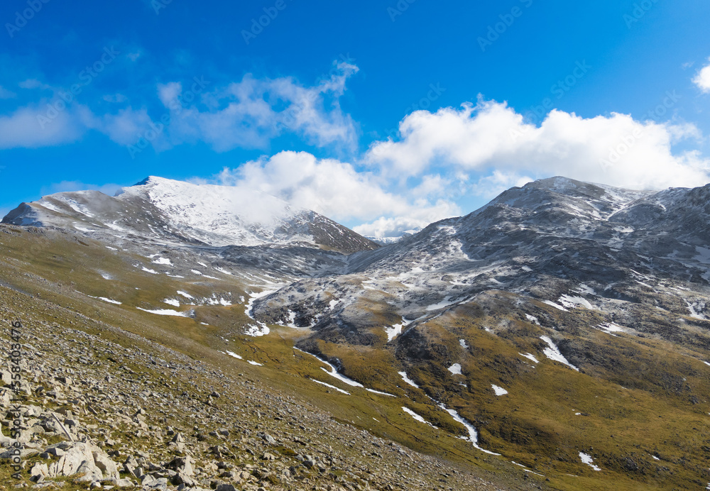 Duchessa lake and Morrone mount (Italy) - The landscape summit with snow of Mount Morrone and Duchessa lake, in the Natural reserve of Duchessa mountains, Lazio and Abruzzo regions. Duchessa lake and Morrone mount (Italy) - The landscape summit with snow of Mount Morrone and Duchessa lake, in the Natural reserve of Duchessa mountains, Lazio and Abruzzo regions.