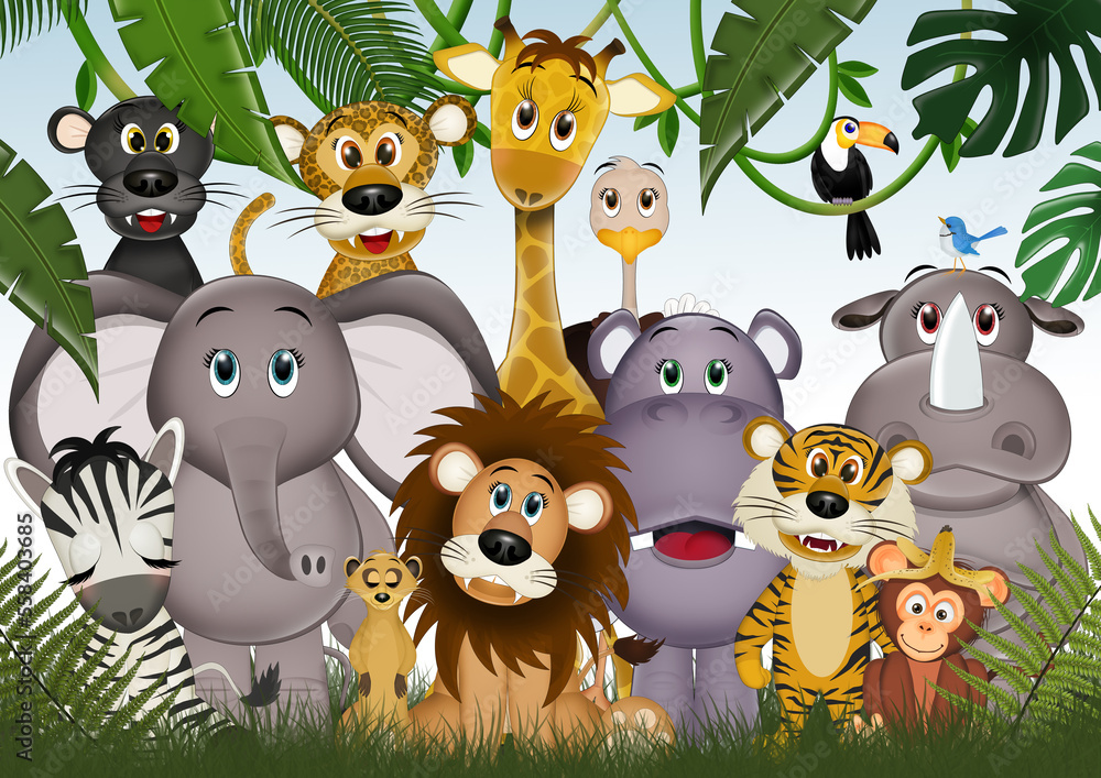 Naklejka premium illustration of savannah animals