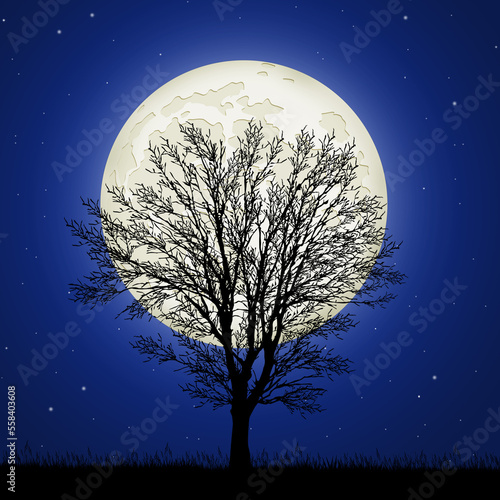 illustration of tree in the moonlight © adrenalinapura