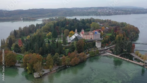 Flightover at a little siland on a lake. photo