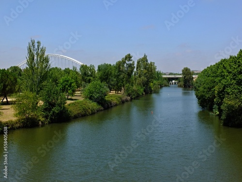 Guardiana river and Lusitania bridge in Merida, Extremadura - Spain  photo