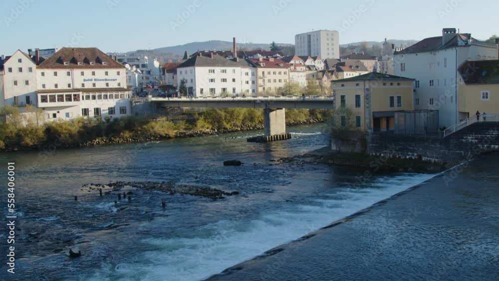 Steyr river flowing into Enns in Steyr, Upper Austria Steyr river flowing into Enns in Steyr, Upper Austria