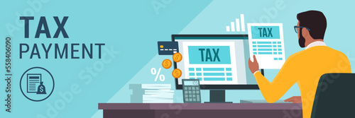 Online e-tax payment on computer