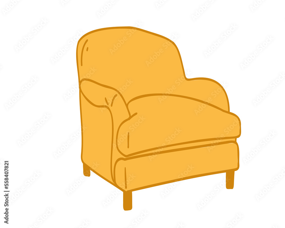 Yellow designer chair isolated on white background. Vector illustration Yellow designer chair isolated on white background. Vector illustration