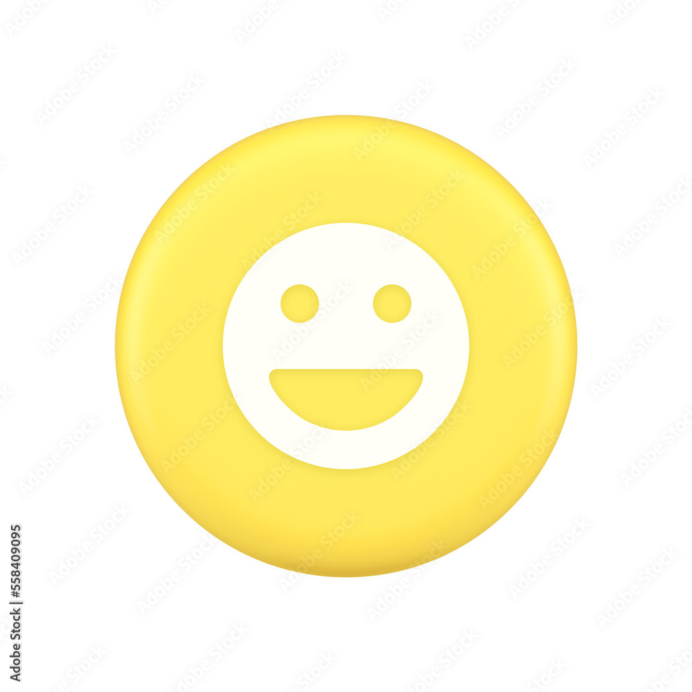 Fototapeta premium Smiley emoticon comic face emoji button laughing social network reaction happy 3d icon
