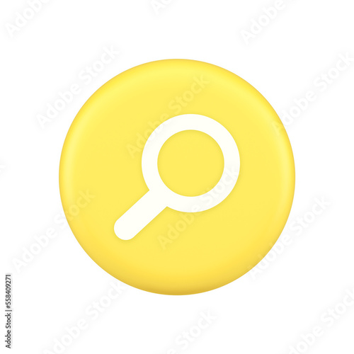 Browsing internet searching button magnifying glass analyzing information 3d application icon