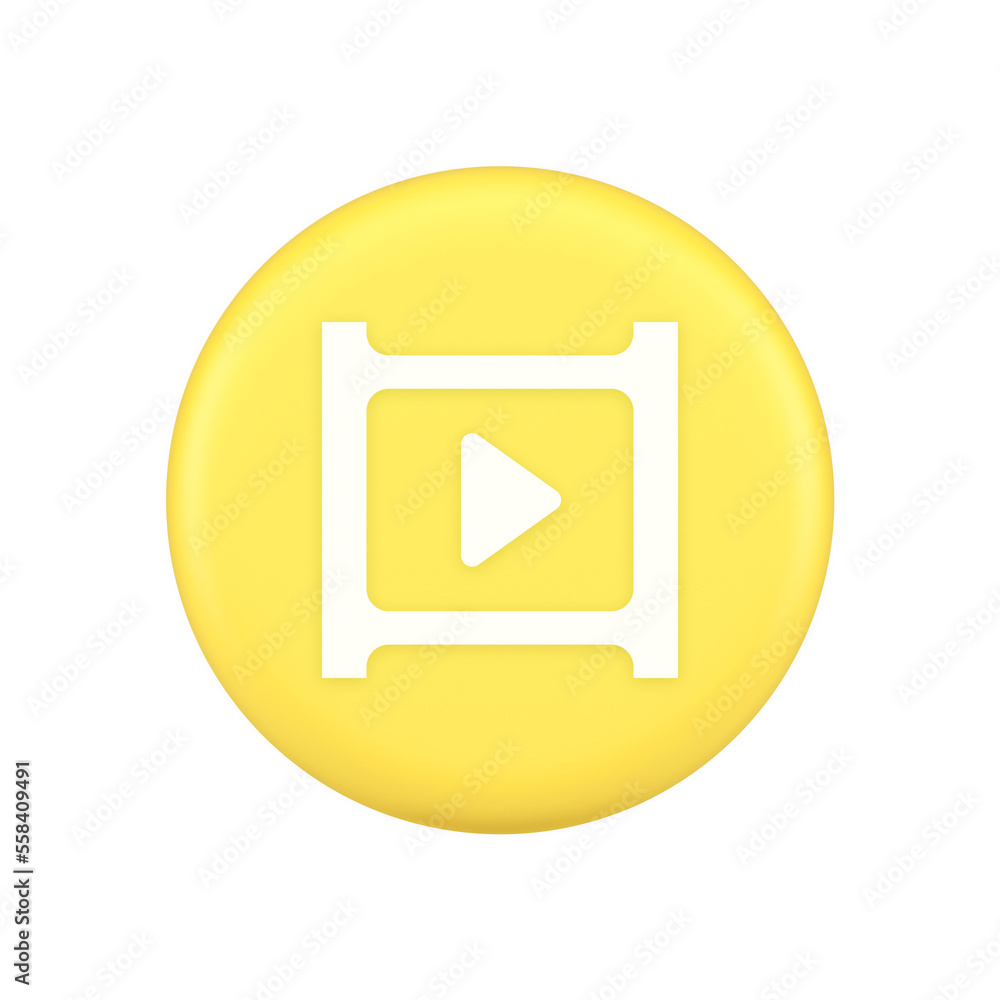 Video film multimedia content play button digital player broadcasting 3d application icon Video film multimedia content play button digital player broadcasting 3d application icon