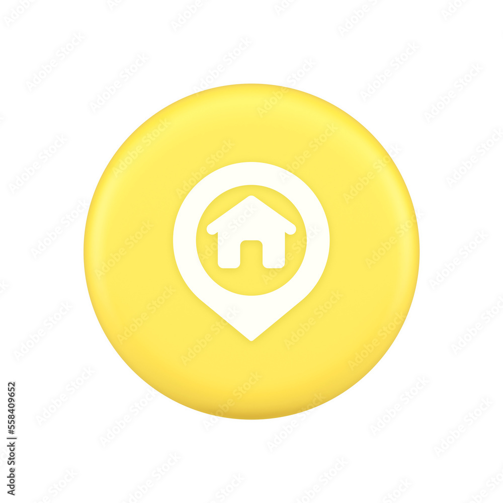 House map pin location button navigation panel web app GPS network pointer 3d application icon House map pin location button navigation panel web app GPS network pointer 3d application icon