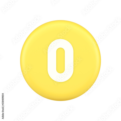 Zero character number button digital sign for math counting cyberspace communication 3d icon