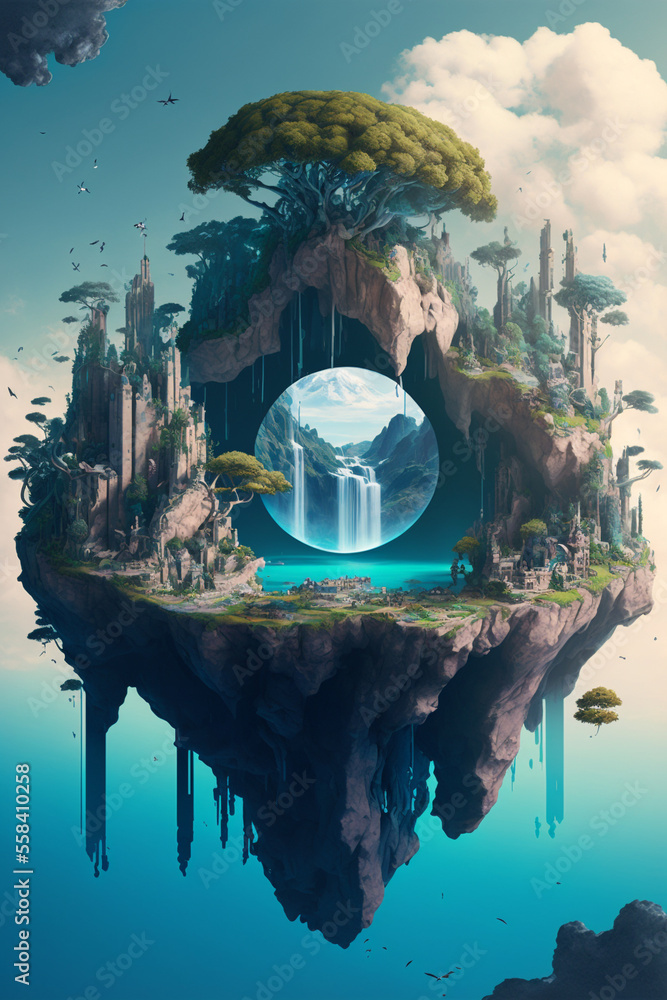 Mystical floating islands of Aetheria. The delicate, suspended ...