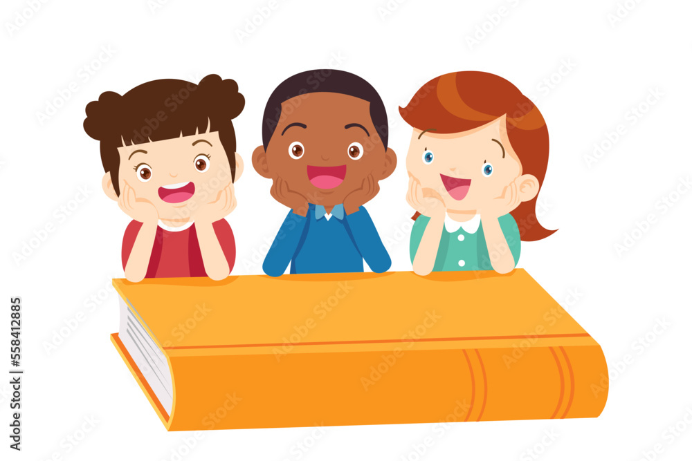happy teacher with Boy and girls learning or studying.children with Back to School Concept education happy teacher with Boy and girls learning or studying.children with Back to School Concept education