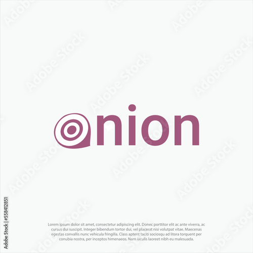 Abstract onion symbol, simple and modern, combining onion shape as letter O in onion lettering, onion logo design vector