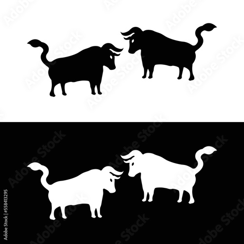 Bull animal vector logo design . icon logo . silhouette logo 