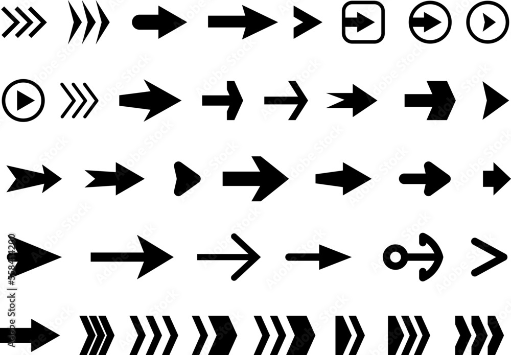 Black vector arrows isolated on white. Arrow vector icon. Arrows vector illustration. Black vector arrows isolated on white. Arrow vector icon. Arrows vector illustration.