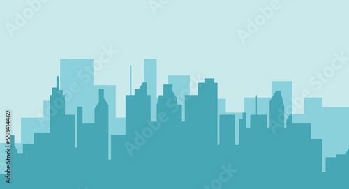 City skyline illustration. Urban landscape. Daytime cityscape. Vector