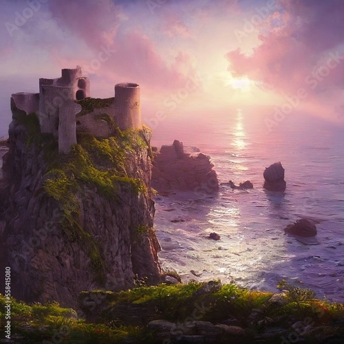 ruined castle on the coast