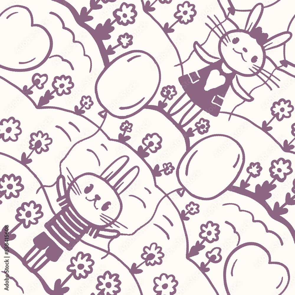 Seamless pattern with bunnies and balloons. Seamless pattern with bunnies and balloons.