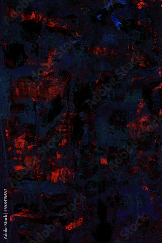 Dark texture, red spots on a black background. Abstract art, grunge, minimalism.
