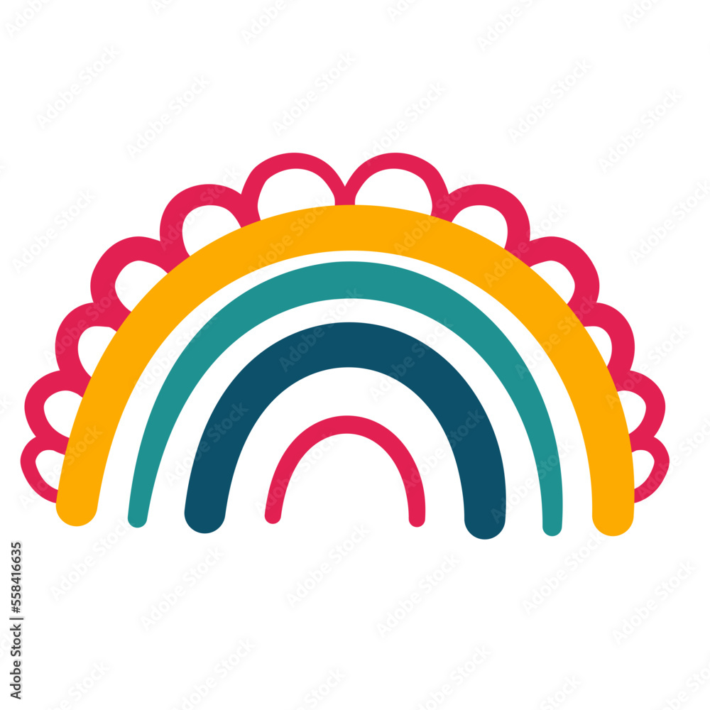 Obraz premium cute scandinavian rainbow childish hand drawn