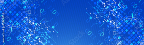 Abstract technology concept. Circuit board, high computer color background. Vector illustration with space for content, web - template, business tech presentation.