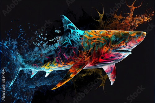 Abstract colorful shark. Generative AI