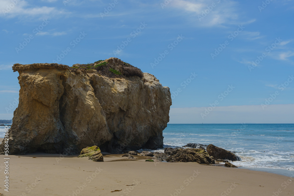 El Matador Beach along the East Pacific Coast Highway in Malibu California. The beach is a collection cliff-foot beaches and bluff top view of the eroding formations, sea stacks, caves and arches. El Matador Beach along the East Pacific Coast Highway in Malibu California. The beach is a collection cliff-foot beaches and bluff top view of the eroding formations, sea stacks, caves and arches.