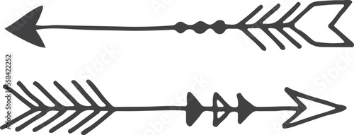 Boho arrows doodle. Decorative divider. Vinatge tribal element