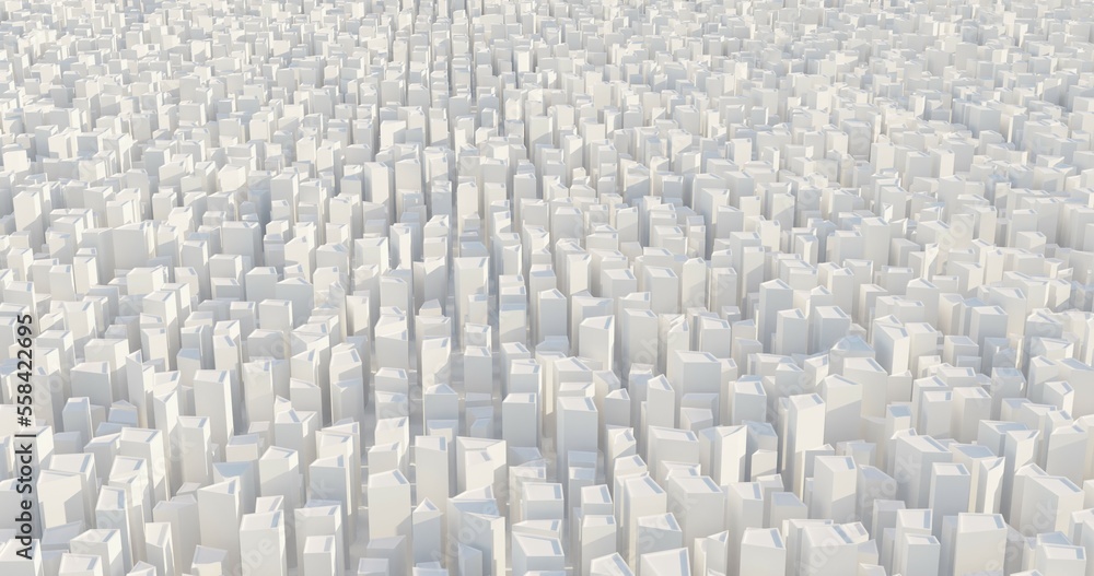 Fototapeta premium big infinite 3d city on while