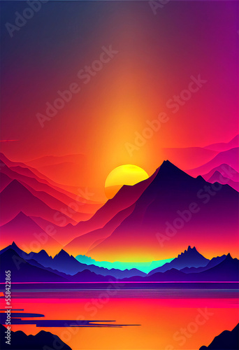 Colorful sunrise in a beatiful landscape