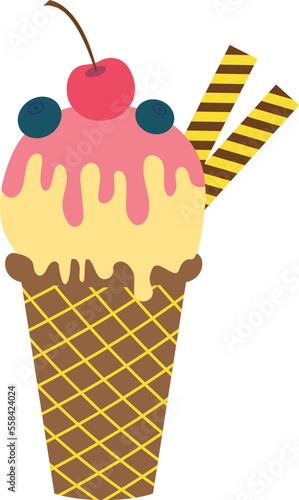 Ice cream scoop icon. Sweet berry gelato