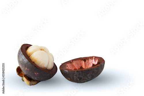 Healthy Mangosteen fruit on white background photo