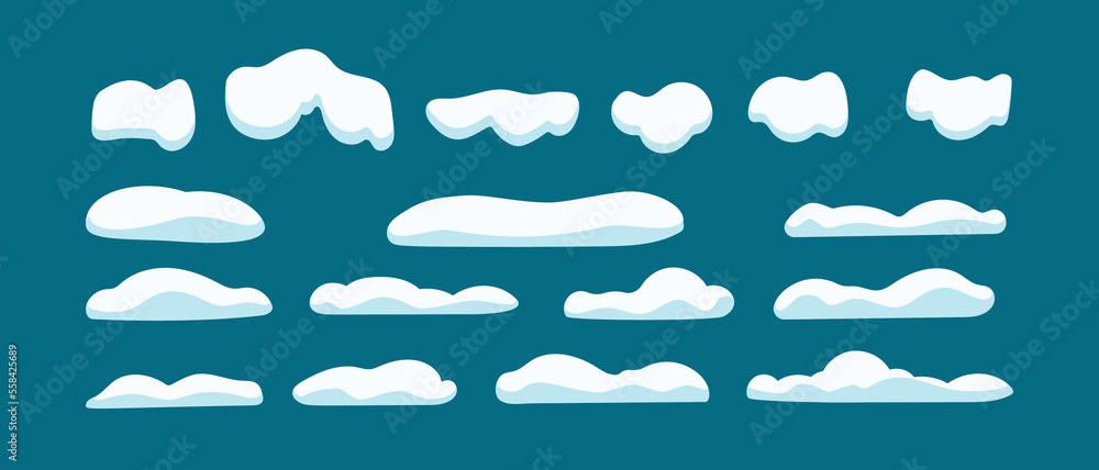 The piles of Snow. Isolated Vector Illustration.