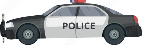 Police car cartoon icon. Patrol auto side view