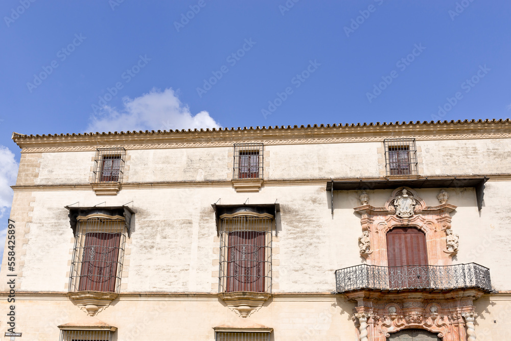 Colourful old buildings, Jerez de la Frontera, Andalusia, Spain.