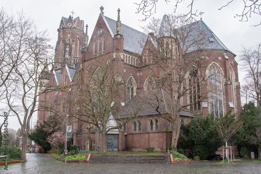 Aachen januar 2023: St. Josef in Aachen is a former Catholic parish church, which is now used as a columbarium for urn burials under the name Aachen januar 2023: St. Josef in Aachen is a former Catholic parish church, which is now used as a columbarium for urn burials under the name