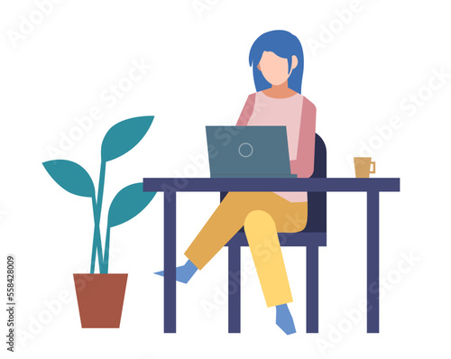 Â•≥ÊÄß„ÄÄPC„ÄÄ„Éá„Çπ„ÇØ„ÉØ„Éº„ÇØ„ÅÆ„Ç§„É°„Éº„Ç∏„ÄÄ‰∫∫Áâ©„Éï„É©„ÉÉ„Éà„Ç§„É©„Çπ„Éà