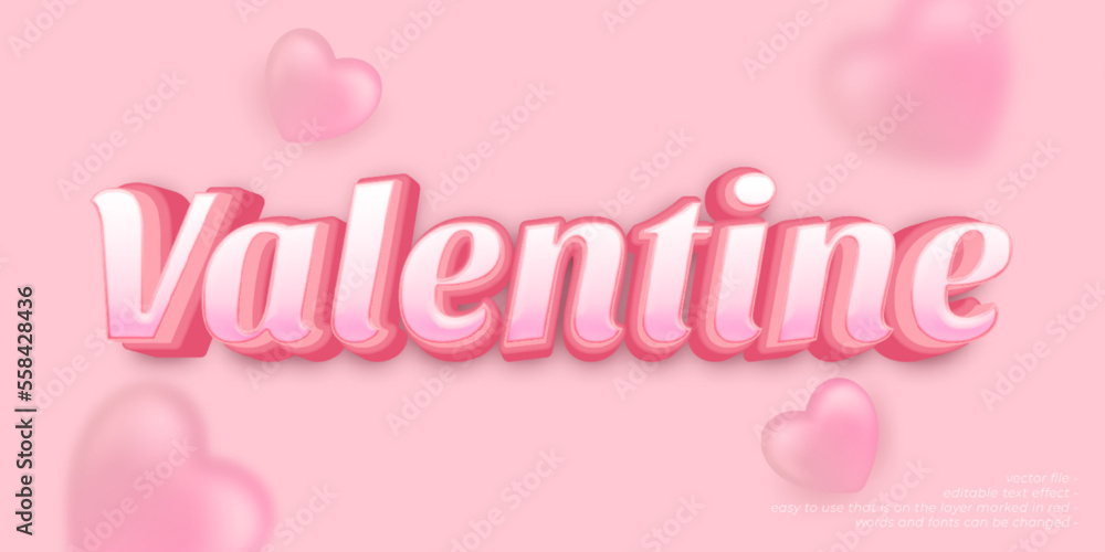 Valentine text editable 3d shine font style