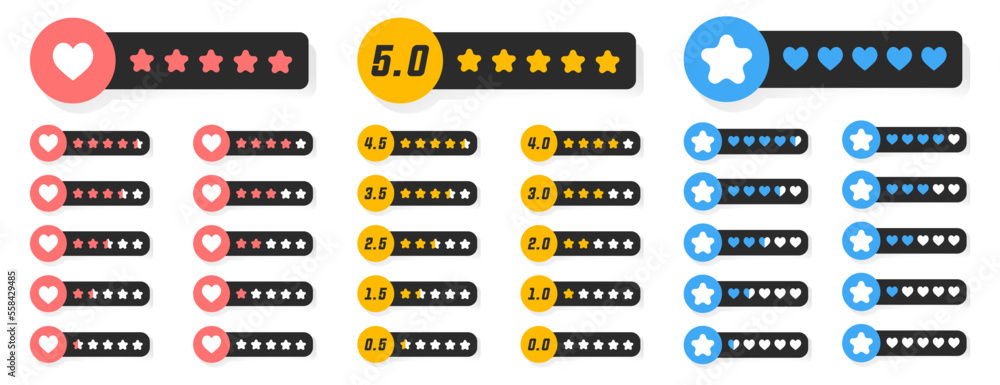 Set of badge rating with star in a flat design Set of badge rating with star in a flat design