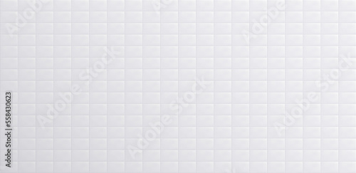 White bathroom tile, clean ceramic wall surface, pool marble decoration, room interior element, square mosaic background. Vector illustration.