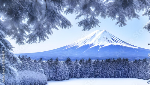 富士山　冬の風景　日本の四季