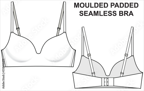 TECHNICAL SKETCH OF SMOULDED PADDED SEAMLESS BRA IN EDITABLE FILE