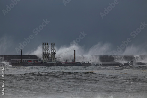 Harbor emtrance during cyclone photo