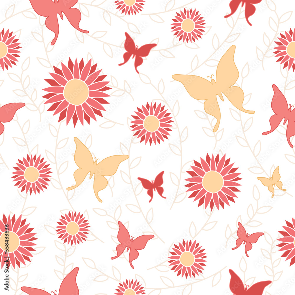 seamless pattern with flowers and butterflies seamless pattern with flowers and butterflies