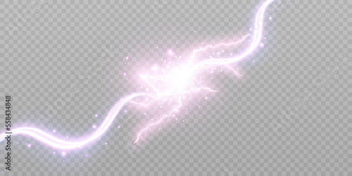 Plasma energy explosion light effect. Electric discharge. Confrontation of cosmic energy. Vecto