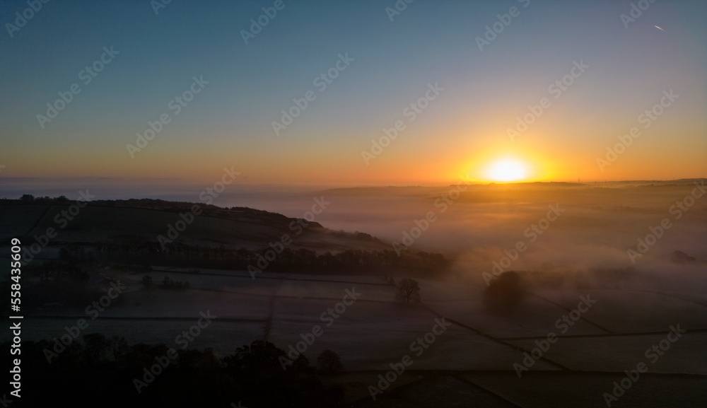 misty Morning over a valley West Yorkshire