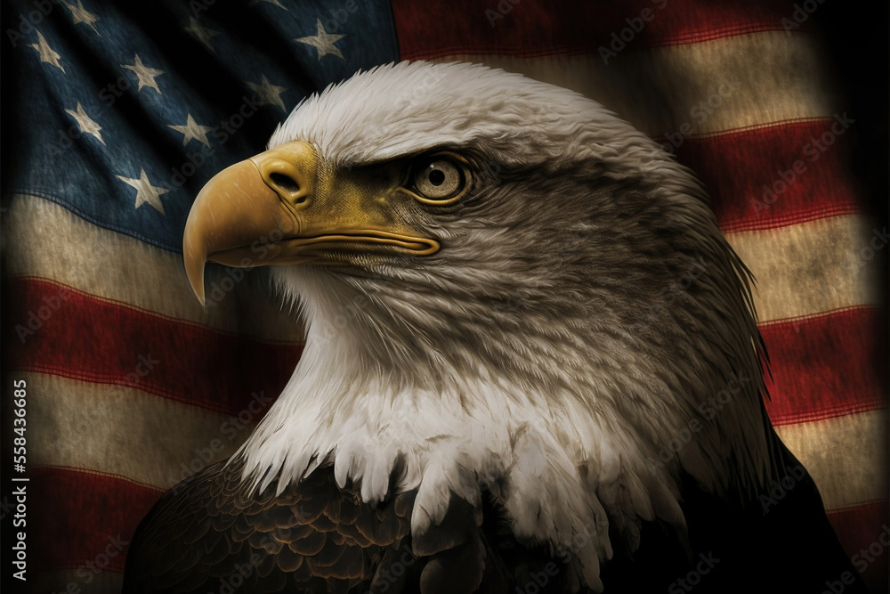 Naklejka premium american flag with eagle, generative ai