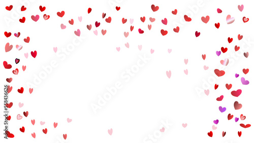 Pink and red hearts on transparent background