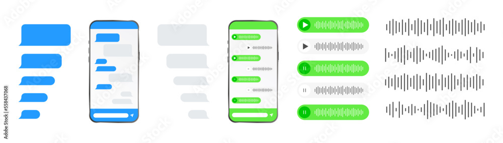 Smartphone with chat voice message. Vector illustration Smartphone with chat voice message. Vector illustration