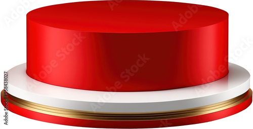Empty podium for product presentation, Valentine's day, isolated on white background. Can work as a big red button.